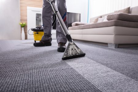 Person Cleaning Carpet